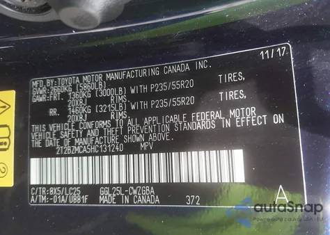 2017 Lexus Rx 350 F Sport z USA, uszkodzony, nr VIN 2T2BZMCA5HC131240